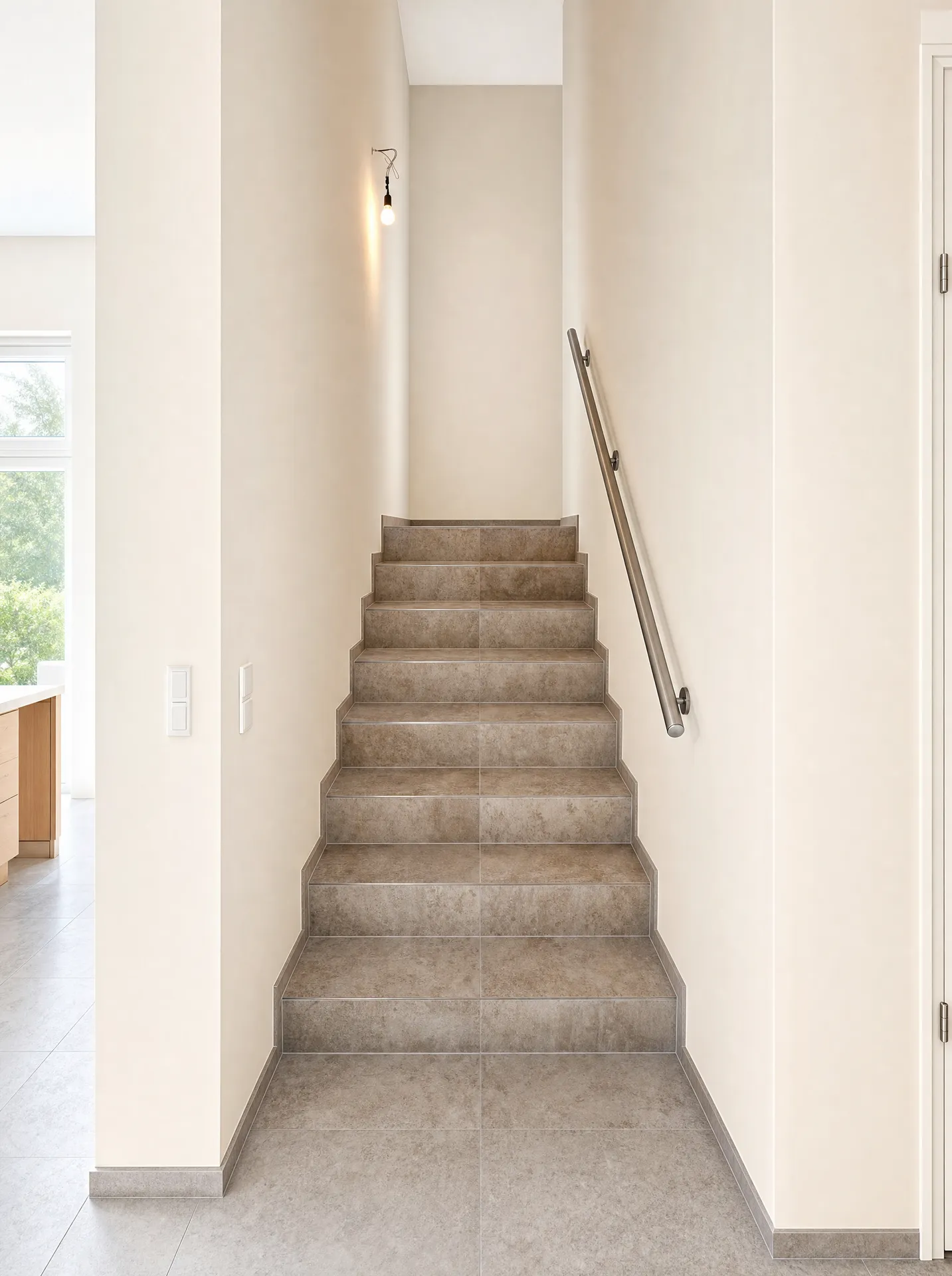 Geflieste Innentreppe in Steinoptik